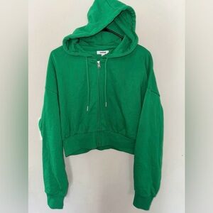 NWT GARAGE Green Cropped Full Zip Hoodie